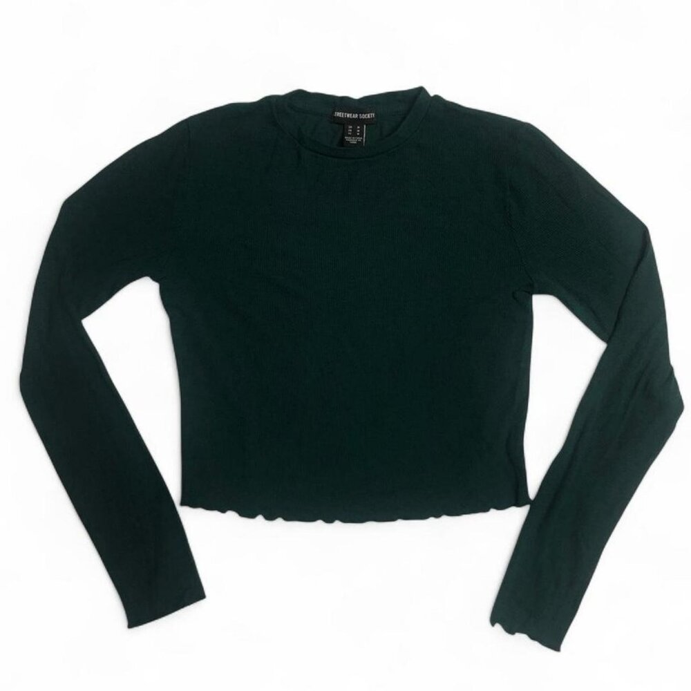 SWS Teal Ribbed Crop Top - Picture 2 of 4